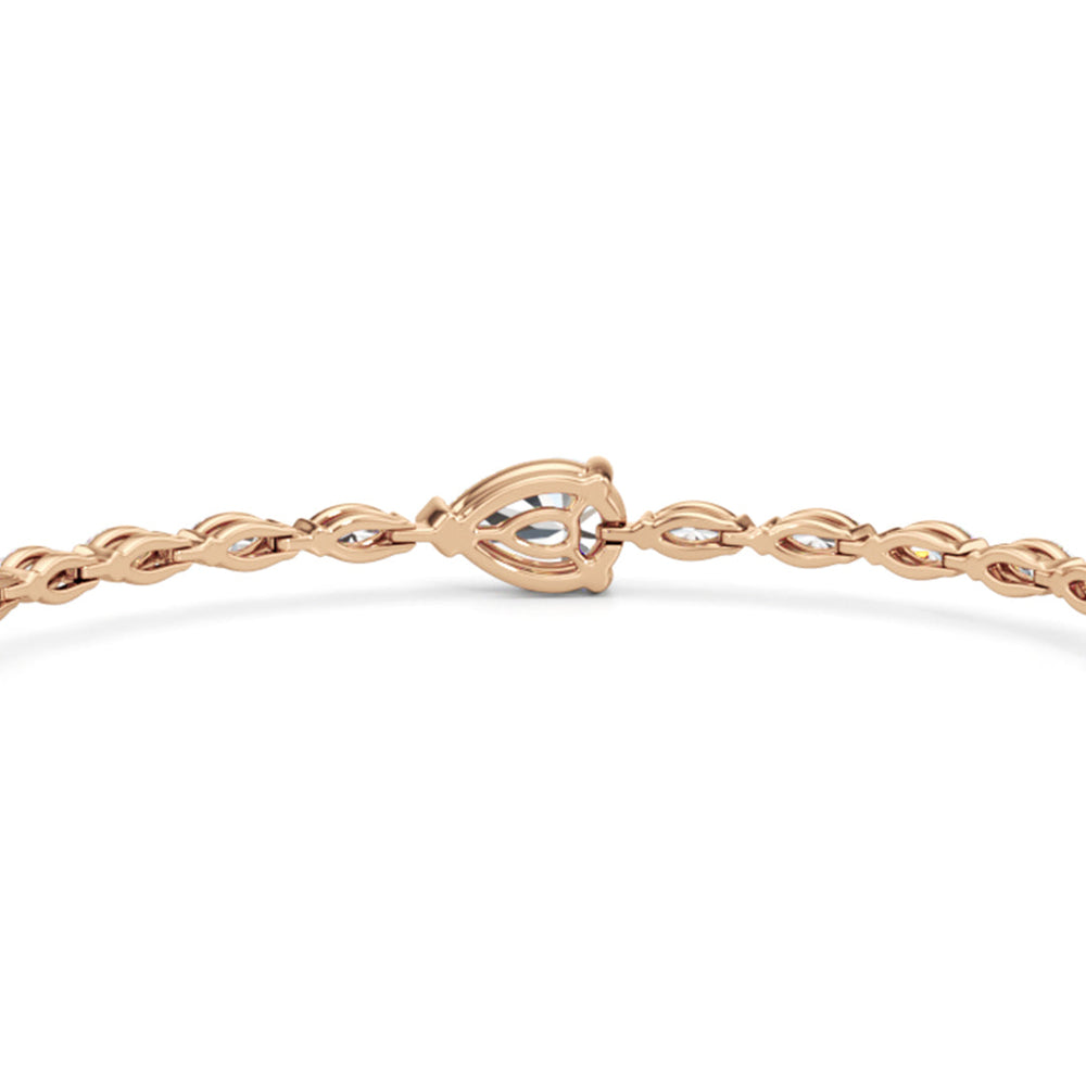 Pear with Trailing Marquise Tennis Bracelet with Lab Cut Diamond in 14KT Rose Gold view 8
