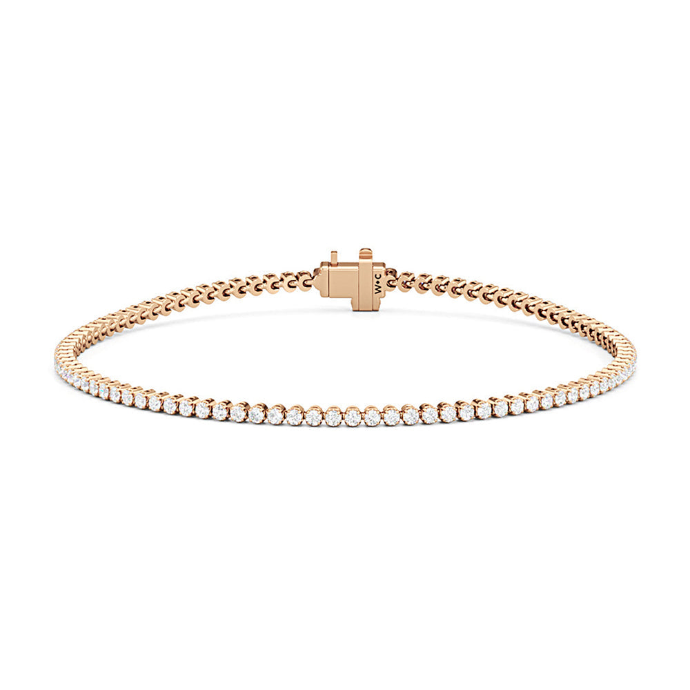 Four Prong Lab Diamond Tennis Bracelet with 10 Cut Diamond in 14KT Rose Gold view 16
