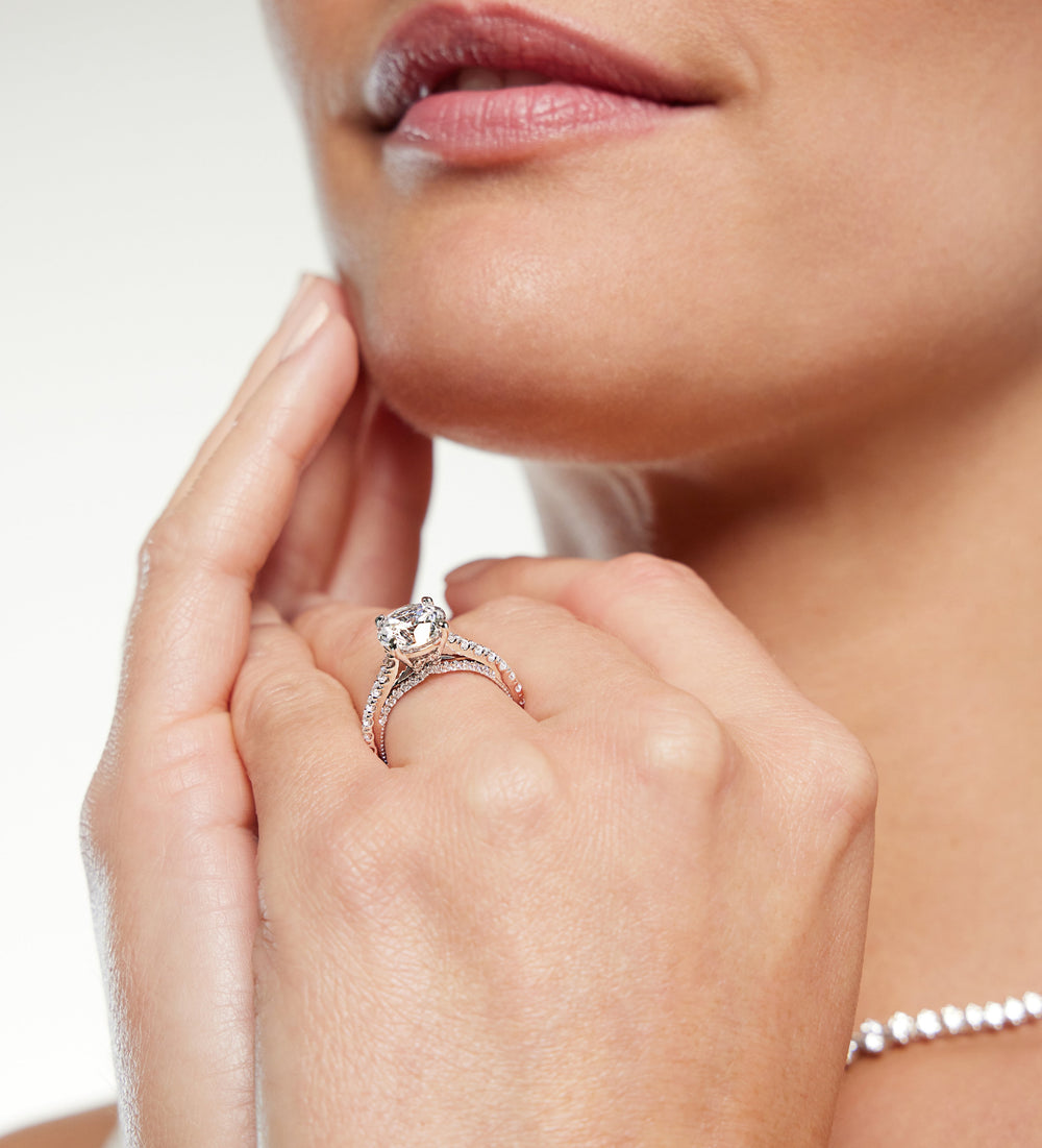 Model Wearing The Morgan Ring with Lab Grown Diamond view