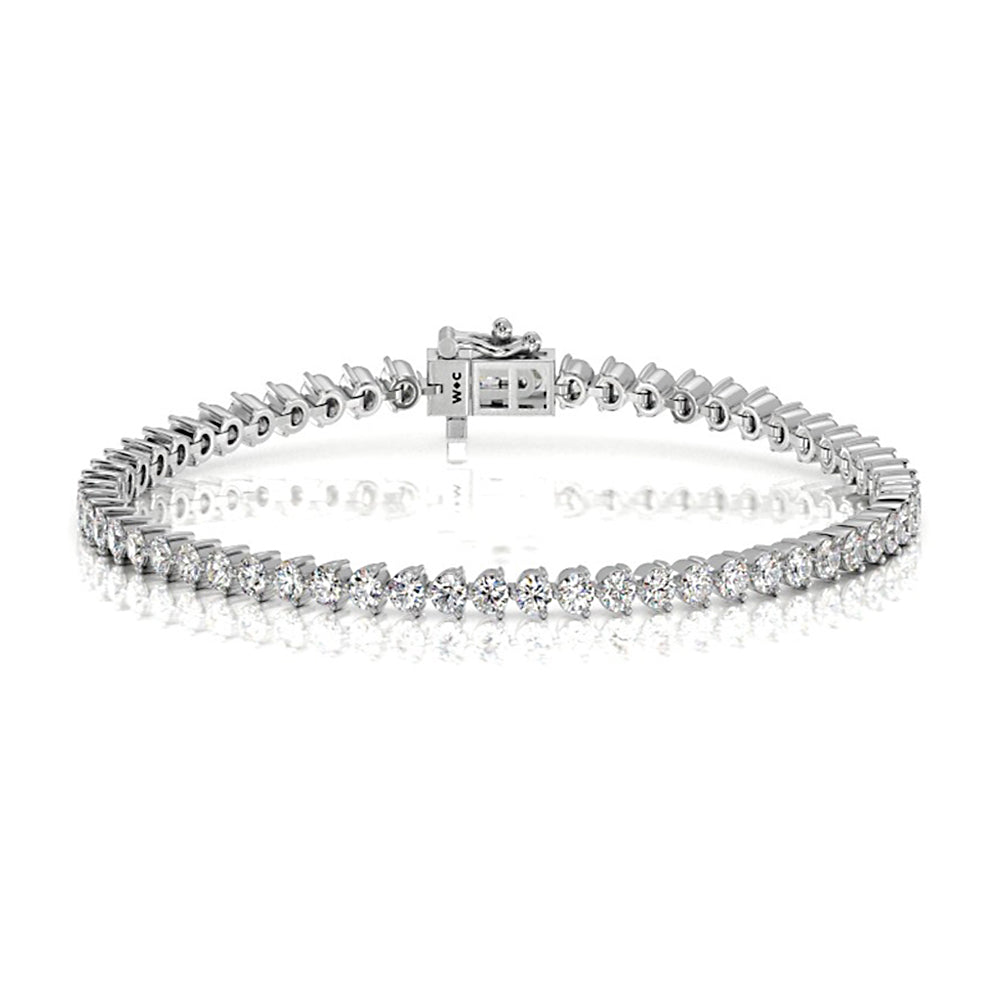 Three Prong Lab Diamond Tennis Bracelet with 5 Cut Diamond in 14KT White Gold view 1
