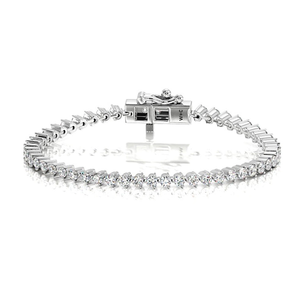 Three Prong Lab Diamond Tennis Bracelet with 2 5/8 Cut Diamond in 14KT White Gold view 1
