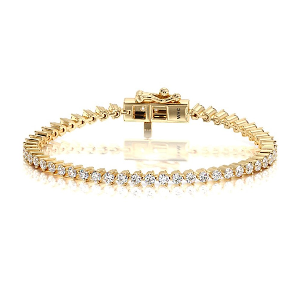 Three Prong Lab Diamond Tennis Bracelet with 2 5/8 Cut Diamond in 14KT Yellow Gold view 1
