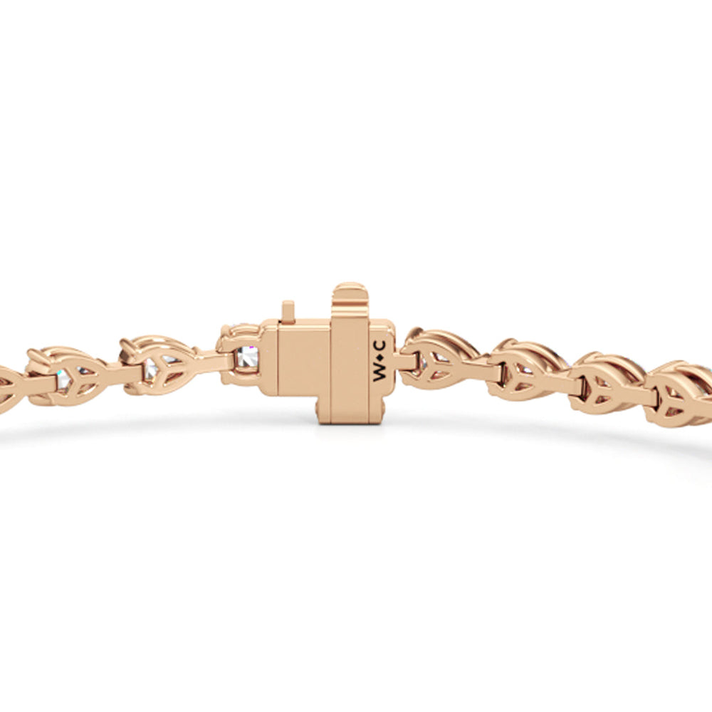 Graduating Pear Tennis Bracelet with Lab Cut Diamond in 14KT Rose Gold view 5
