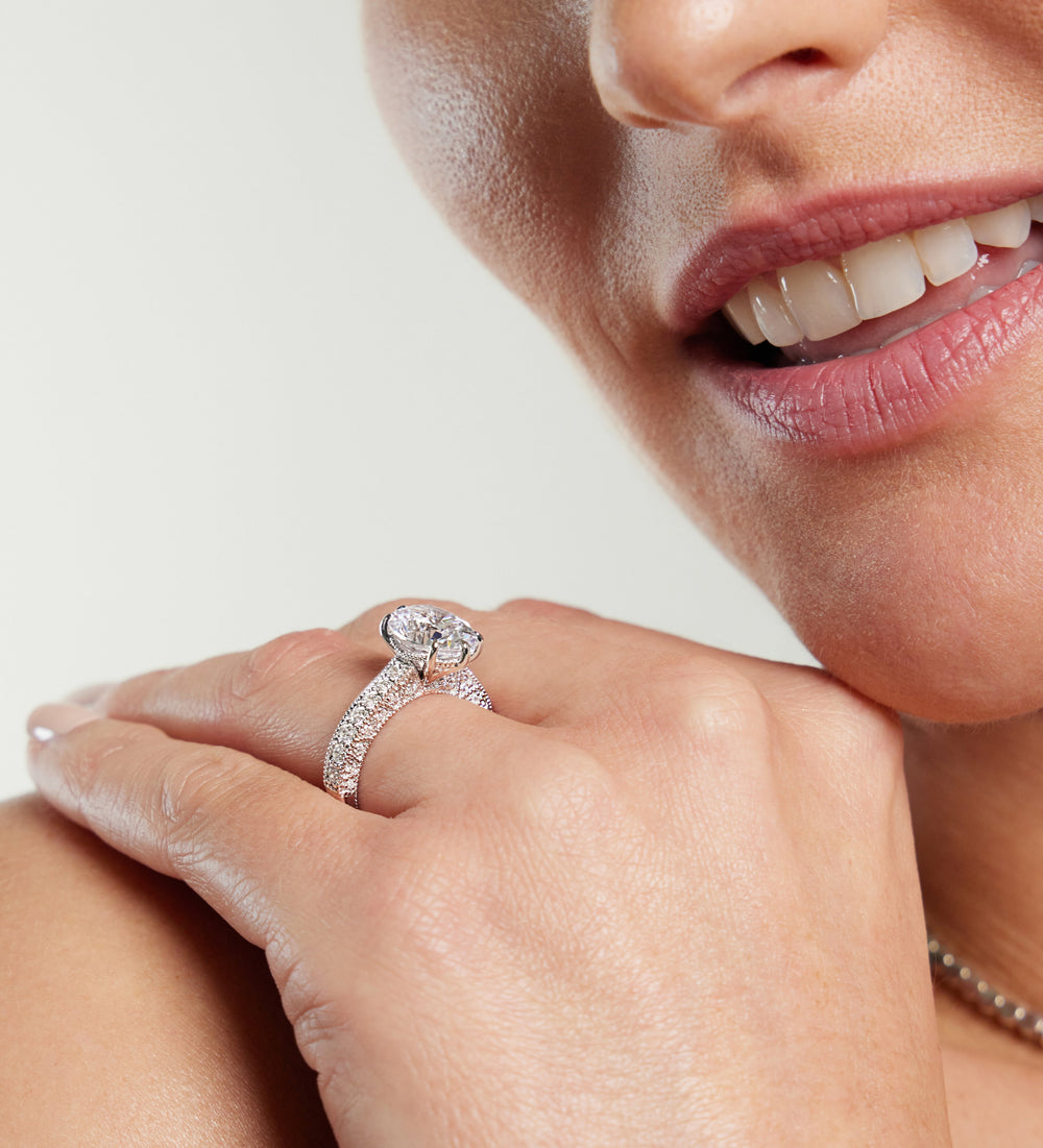 Model Wearing The Waldorf Ring with Lab Grown Diamond view