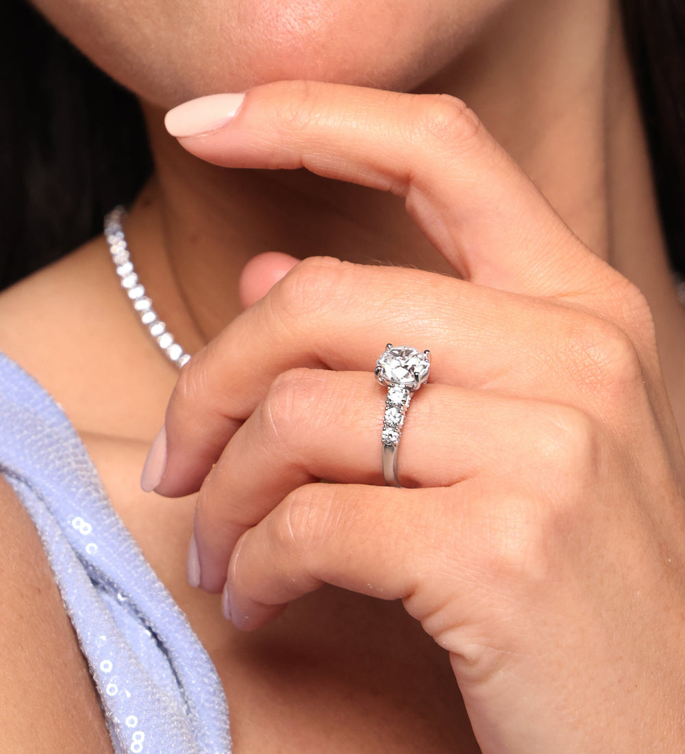 Model Wearing The Broadway Ring with Lab Grown Diamond view