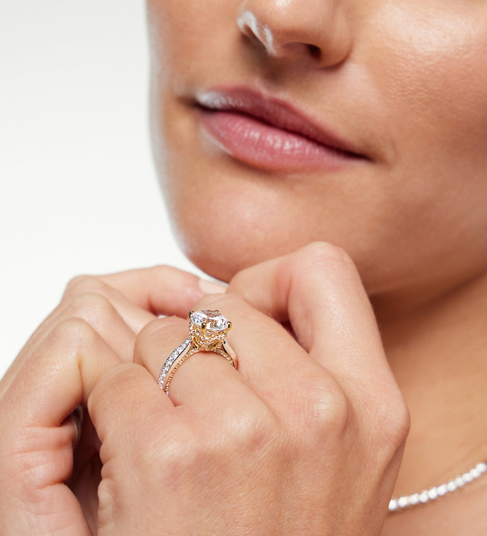 Model Wearing The Chrysler Ring with Lab Grown Diamond view