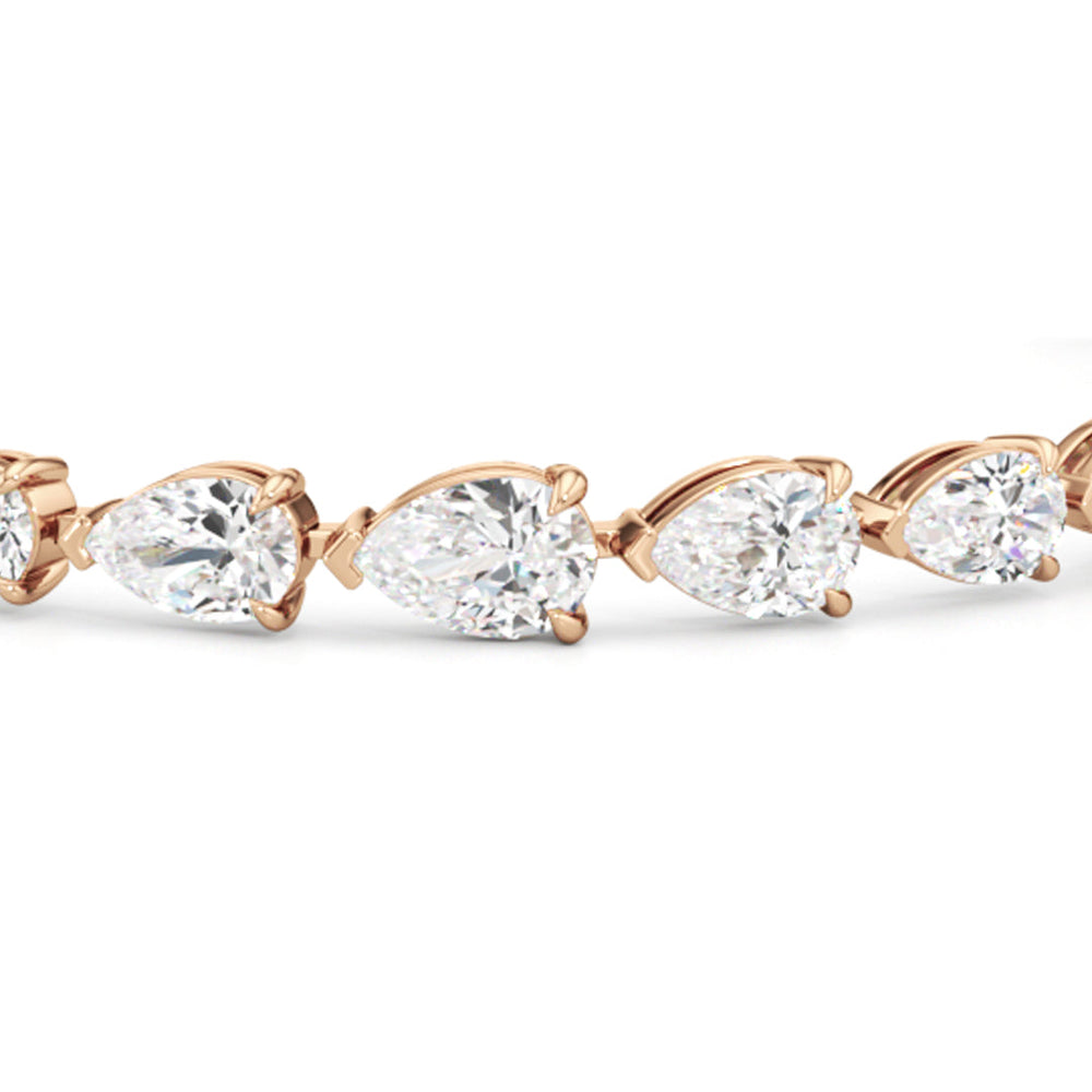 Graduating Pear Tennis Bracelet with Lab Cut Diamond in 14KT Rose Gold view 4
