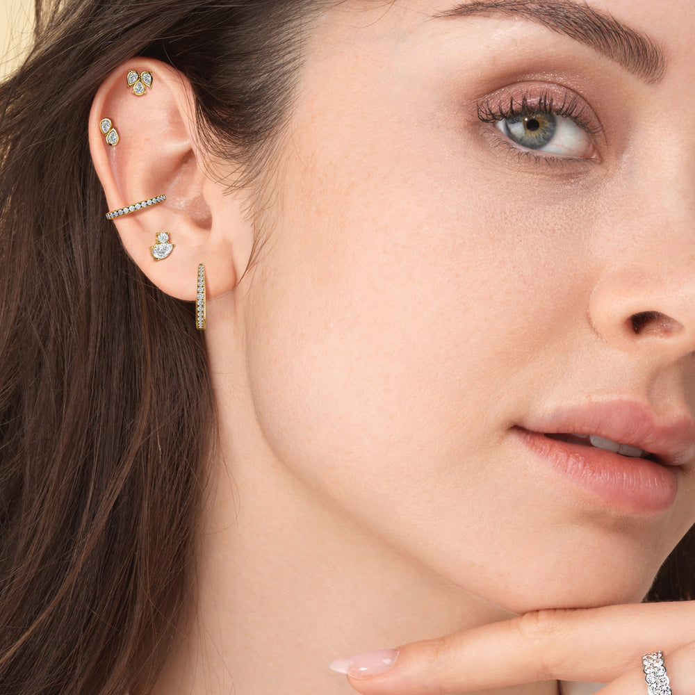 Classic Ear Cuffs with 18KT White Gold / Pair Cut Diamond in 14KT White Gold / Pair view 3
