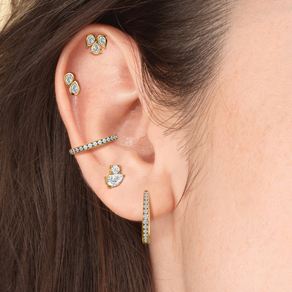 Classic Ear Cuffs with 18KT White Gold / Pair Cut Diamond in 14KT White Gold / Pair view 2
