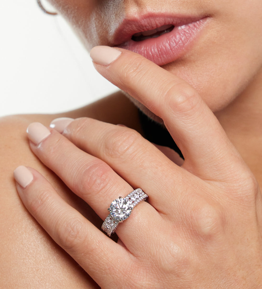 Model Wearing The Chelsea Ring with Lab Grown Diamond view