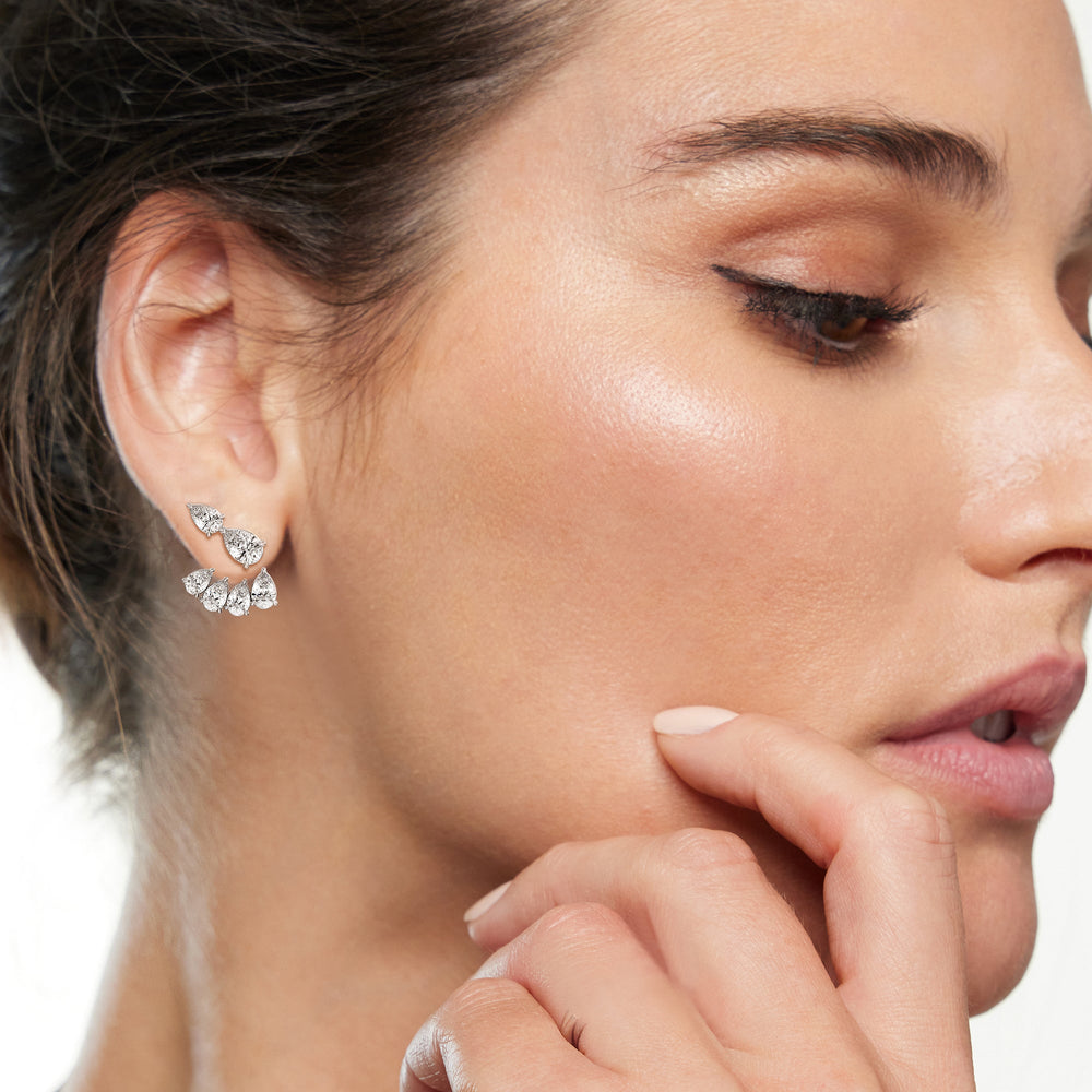 Model Wearing Front-Back Graduating Pear Earrings view