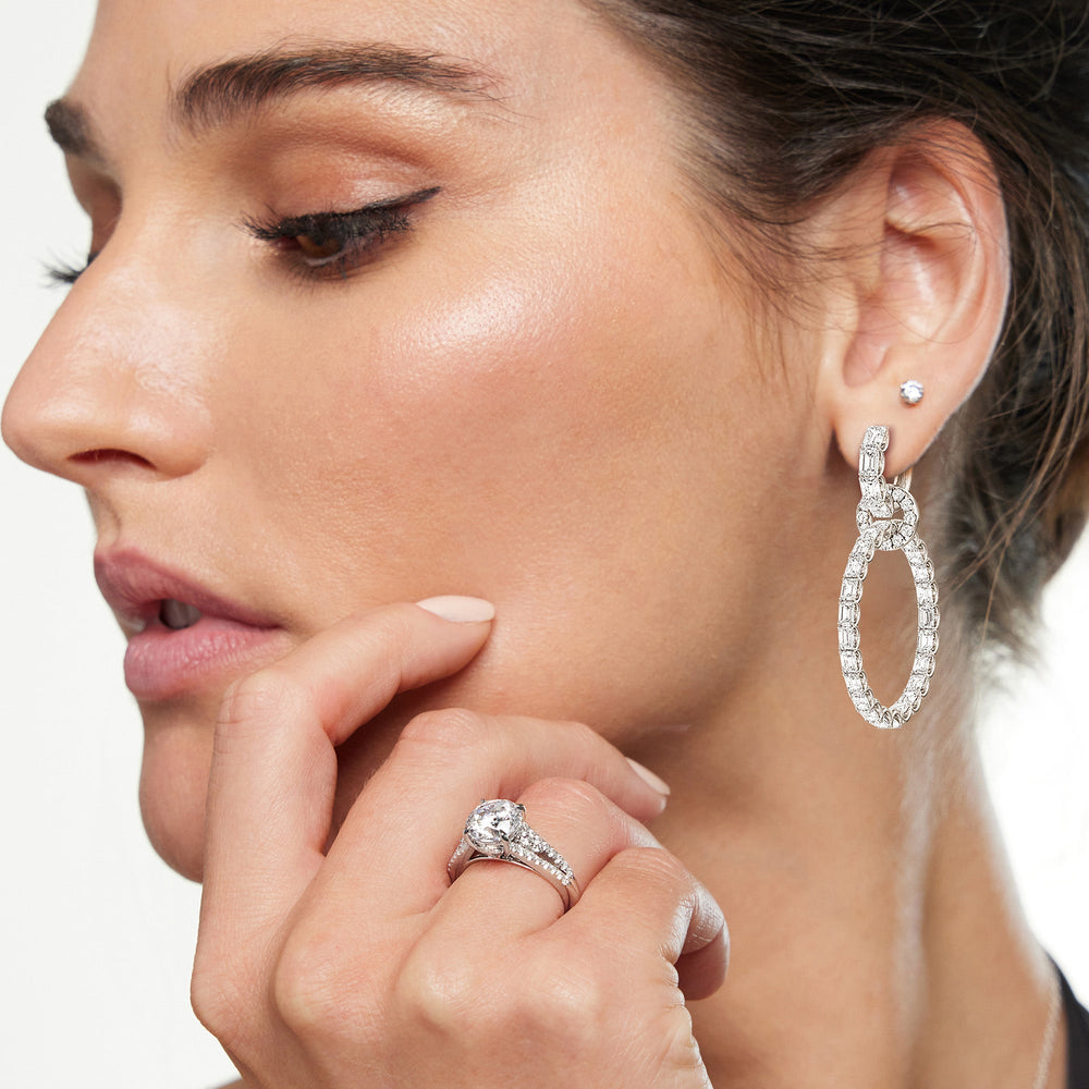 Model Wearing Linked Hoop Earrings view