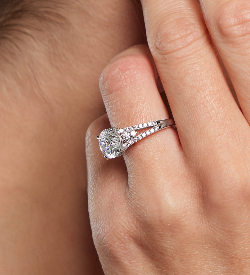 Model Wearing The Greenwich Village Ring with Lab Grown Diamond view