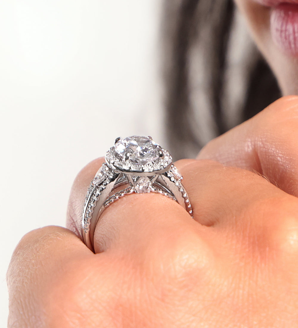 Model Wearing The Whitney Ring with Lab Grown Diamond view