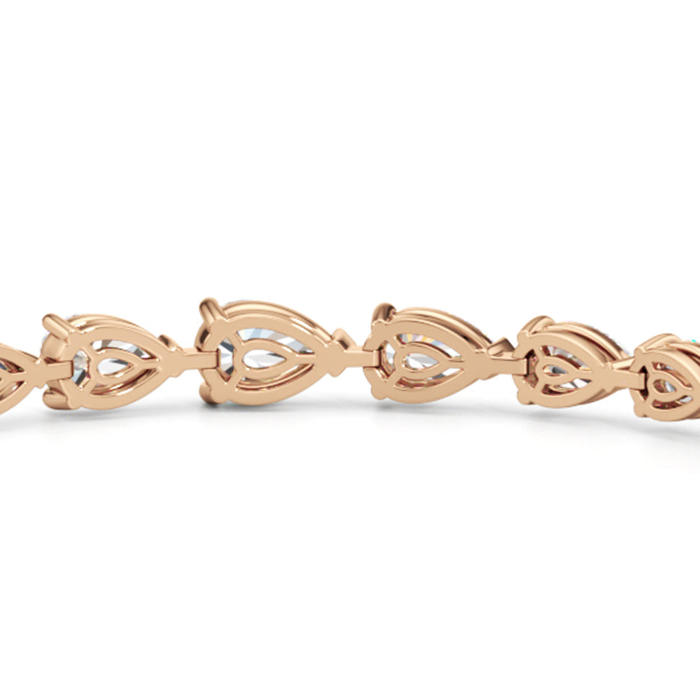Graduating Pear Tennis Bracelet with Lab Cut Diamond in 14KT Rose Gold view 6
