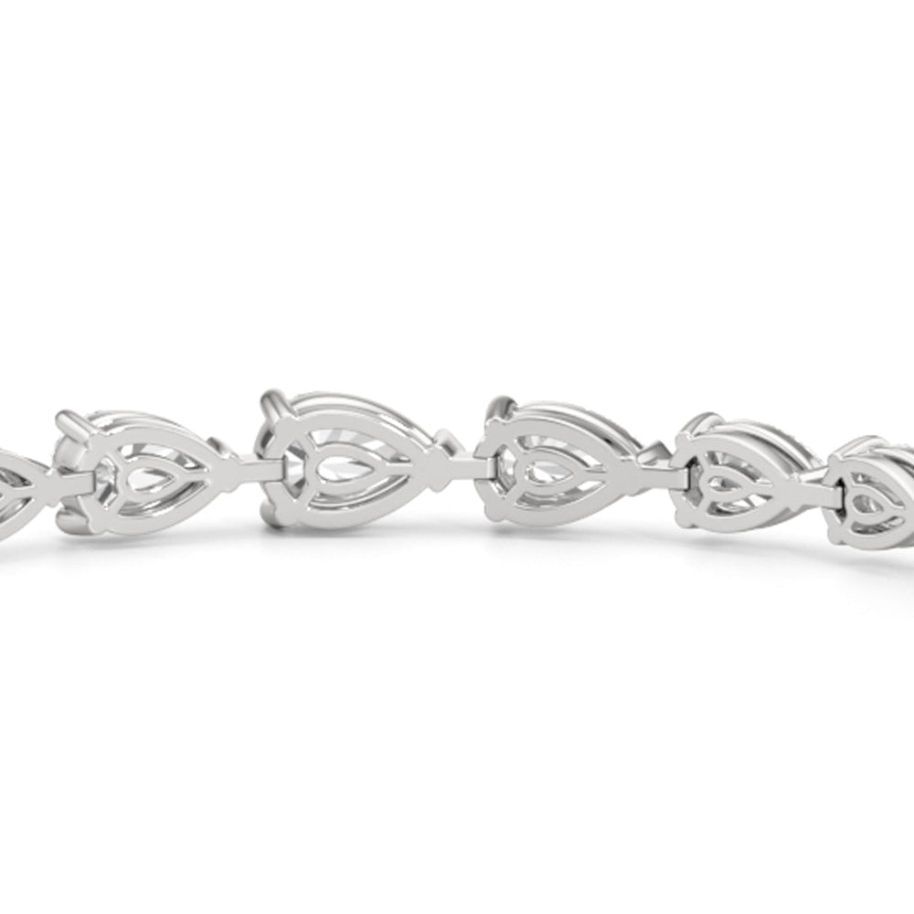 Graduating Pear Tennis Bracelet with Lab Cut Diamond in 14KT White Gold view 6
