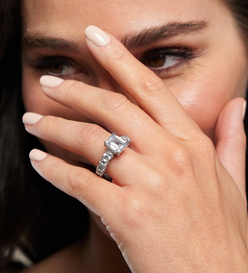 Model Wearing The Manhattan Ring with Lab Grown Diamond view