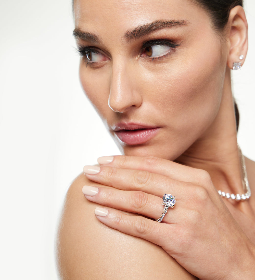 Model Wearing The Beekman Ring with Lab Grown Diamond view