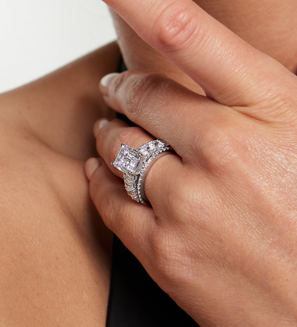Model Wearing The Skyline Ring with Lab Grown Diamond view