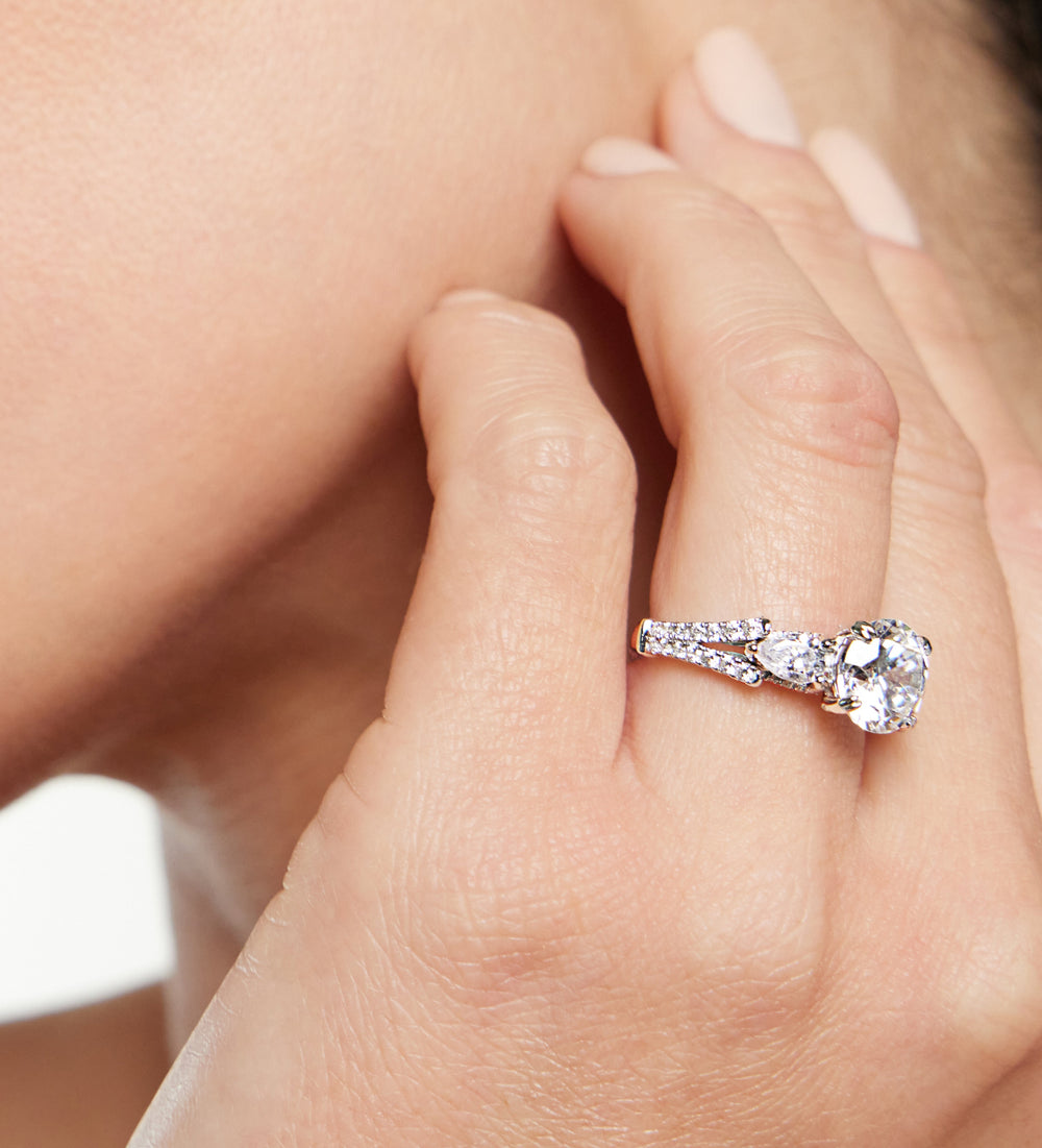 Model Wearing The MacDougal Ring with Lab Grown Diamond view