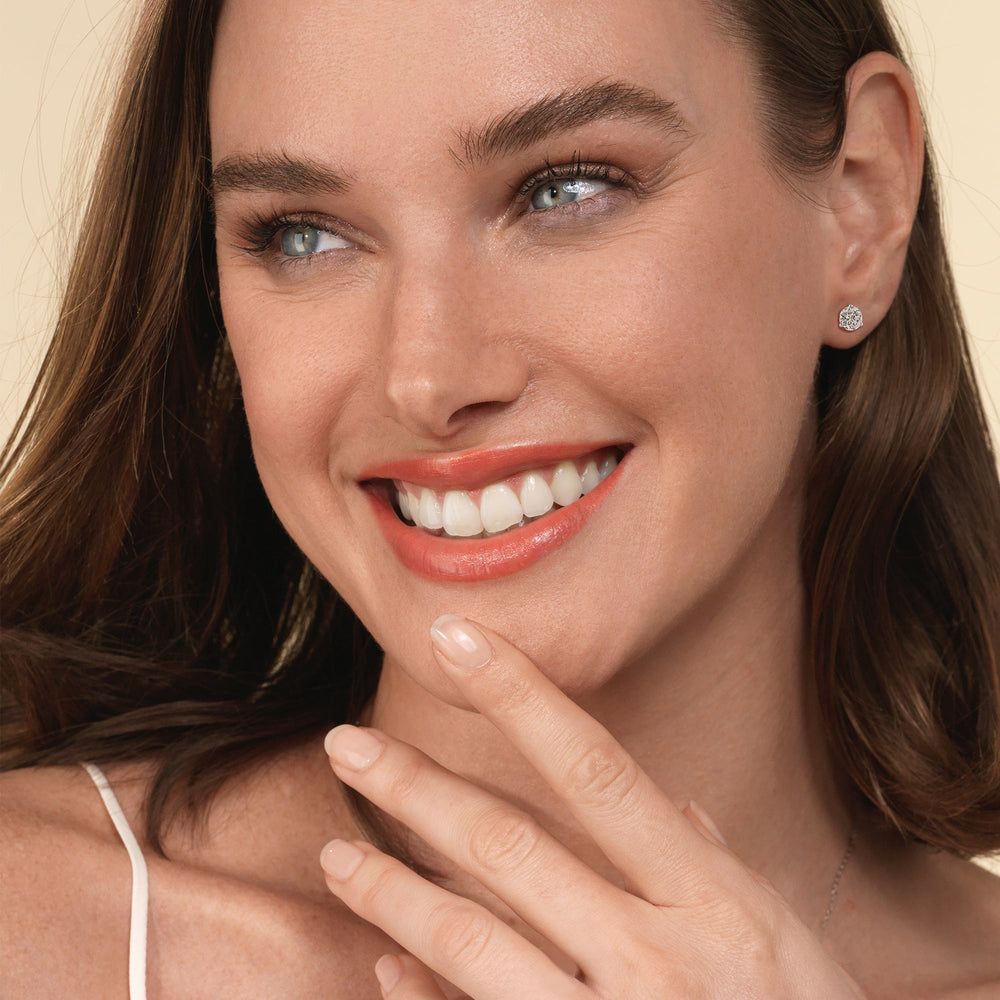 Classic Round Brilliant Cut Diamond Three Prong Martini Stud Earrings with 18KT Yellow Gold / Lab / 2 Cut Diamond in 14KT Yellow Gold / Lab / 2 view 3
