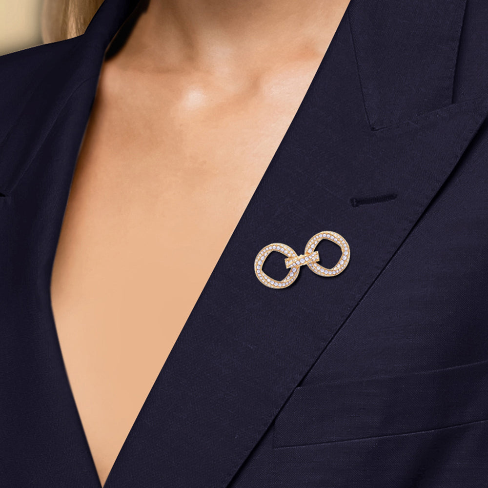 The Bond Link Brooch with 3 Cut Diamond in 14KT Rose Gold view 6
