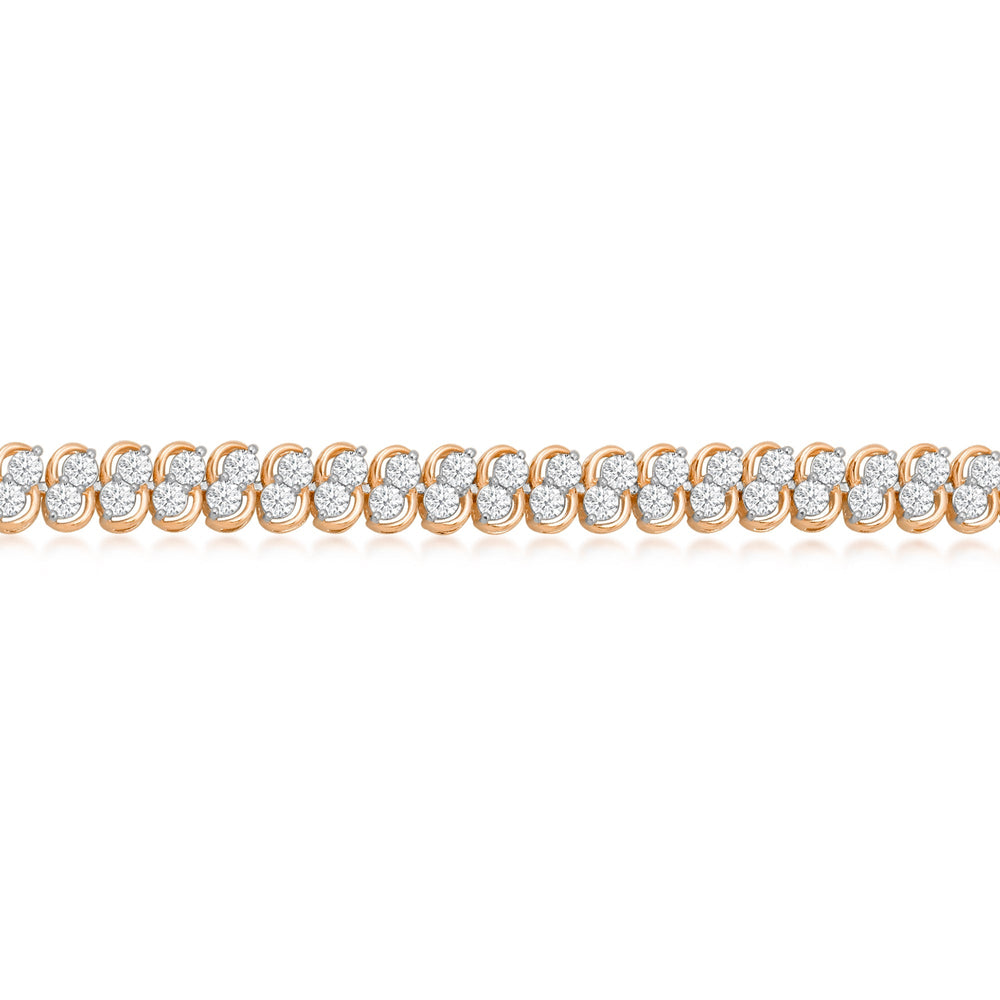 Two Row Lab Diamond Tennis Bracelet with 4 Cut Diamond in 14KT Rose Gold view 2
