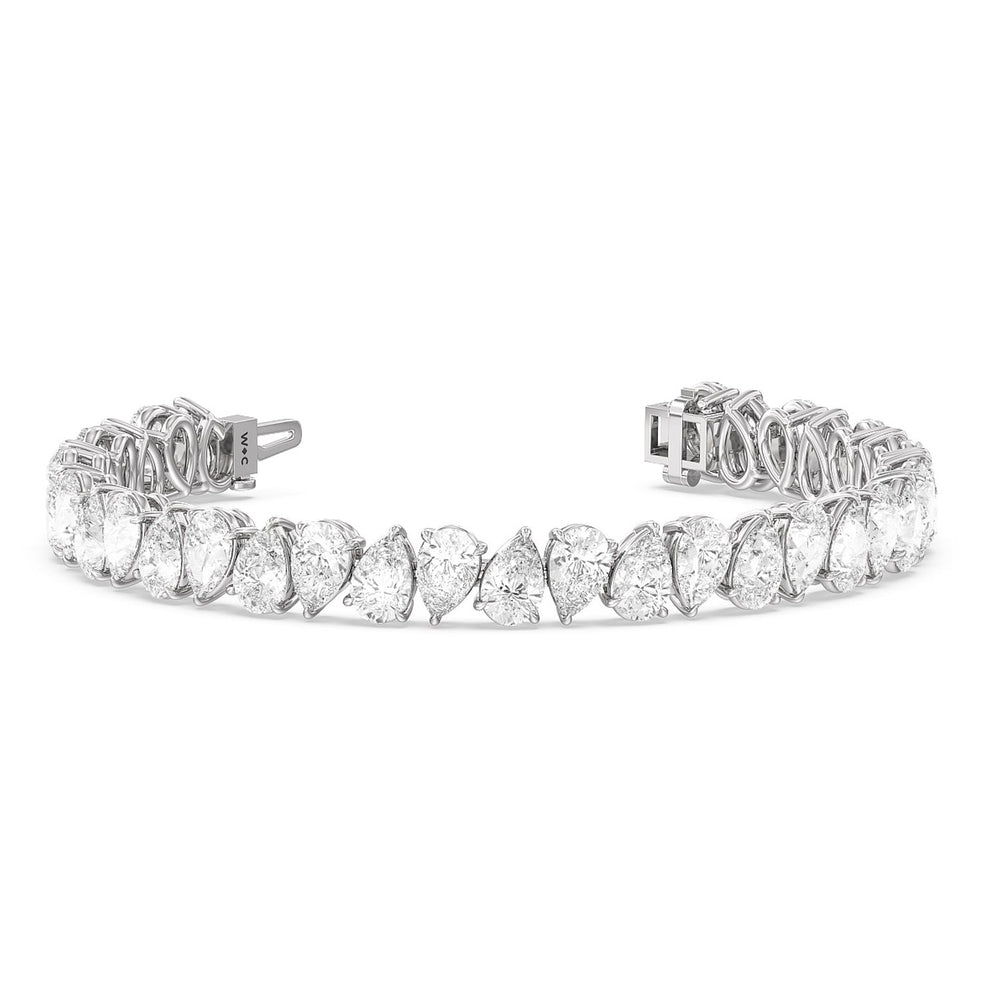 Pear Shape Diamond Tennis Bracelet with Lab Cut Diamond in 14KT White Gold view 1
