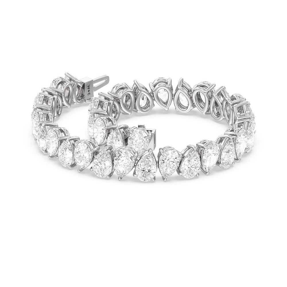 Pear Shape Diamond Tennis Bracelet with Lab Cut Diamond in 14KT White Gold view 2
