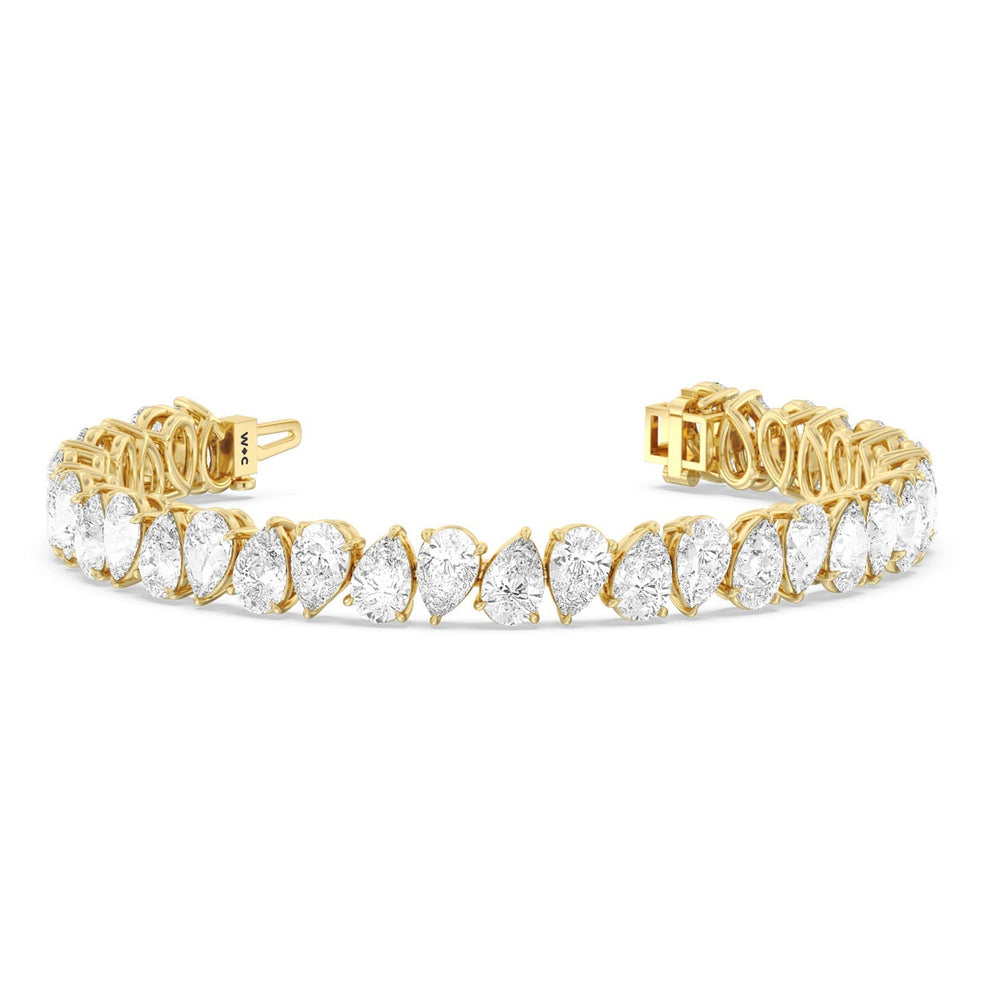 Pear Shape Diamond Tennis Bracelet with Lab Cut Diamond in 14KT Yellow Gold view 1
