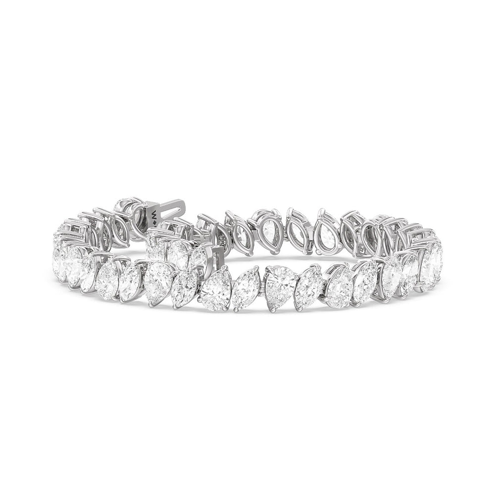 Pear and Marquise Alternating Tennis Bracelet with Lab Cut Diamond in 14KT White Gold view 3
