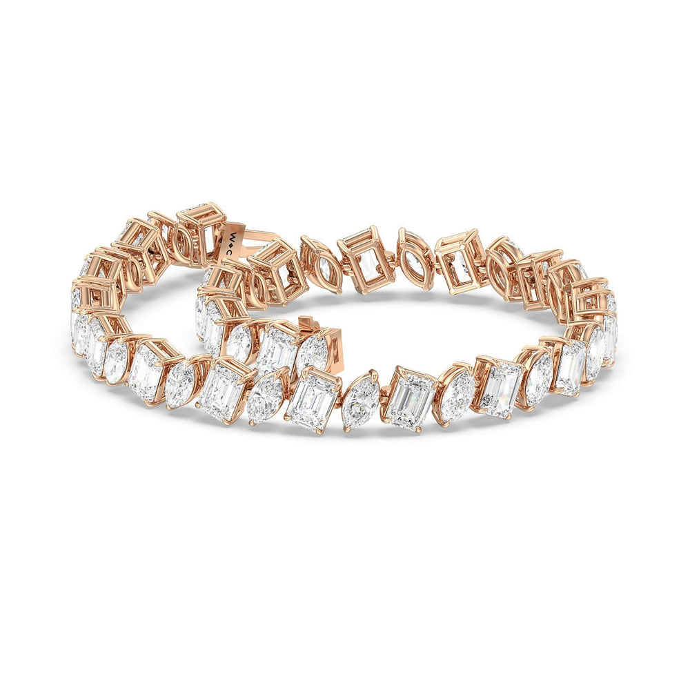 Emerald and Marquise Alternating Tennis Bracelet with Lab Cut Diamond in 14KT Rose Gold view 3

