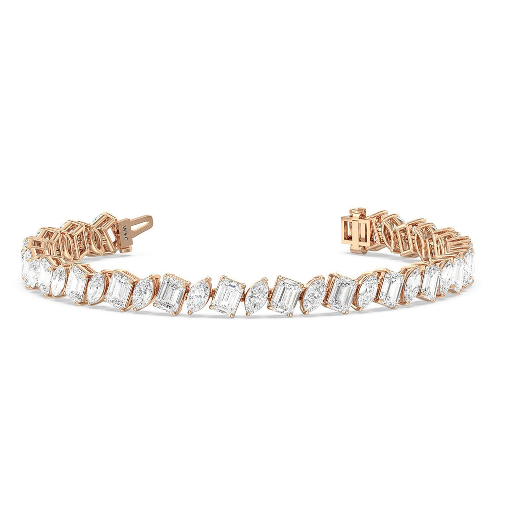 Emerald and Marquise Alternating Tennis Bracelet with Lab Cut Diamond in 14KT Rose Gold view 2
