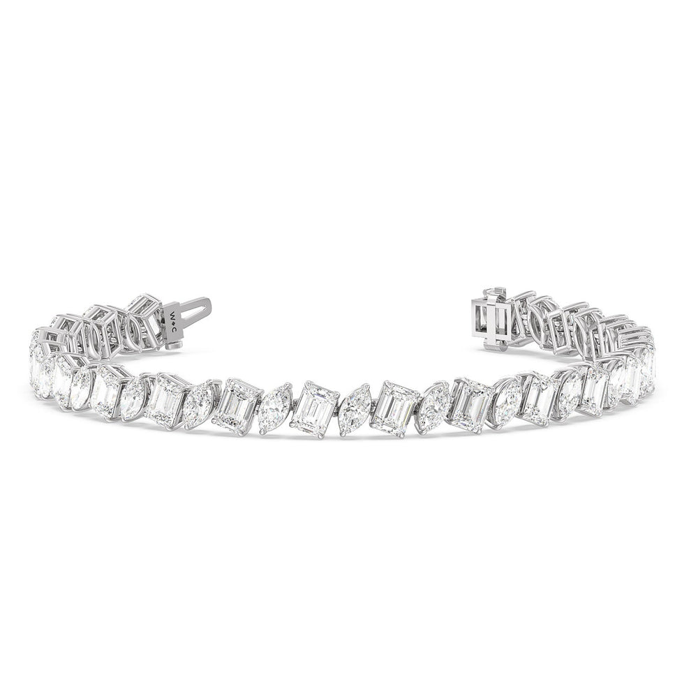 Emerald and Marquise Alternating Tennis Bracelet with Lab Cut Diamond in 14KT White Gold view 2
