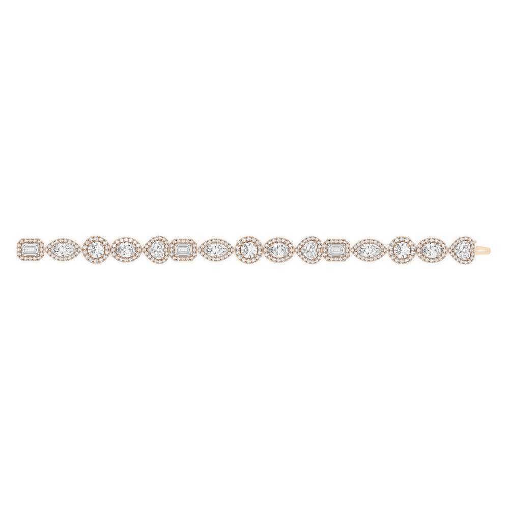 Linked Fancy Shape Halo Bracelet with Lab Cut Diamond in 14KT Rose Gold view 2
