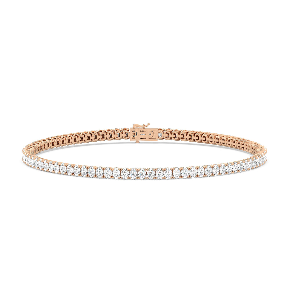 Oval Tennis Bracelet with 3 Cut Diamond in 14KT Rose Gold view 1

