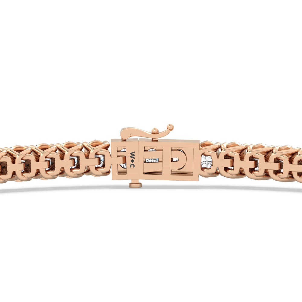 Oval Tennis Bracelet with 3 Cut Diamond in 14KT Rose Gold view 7
