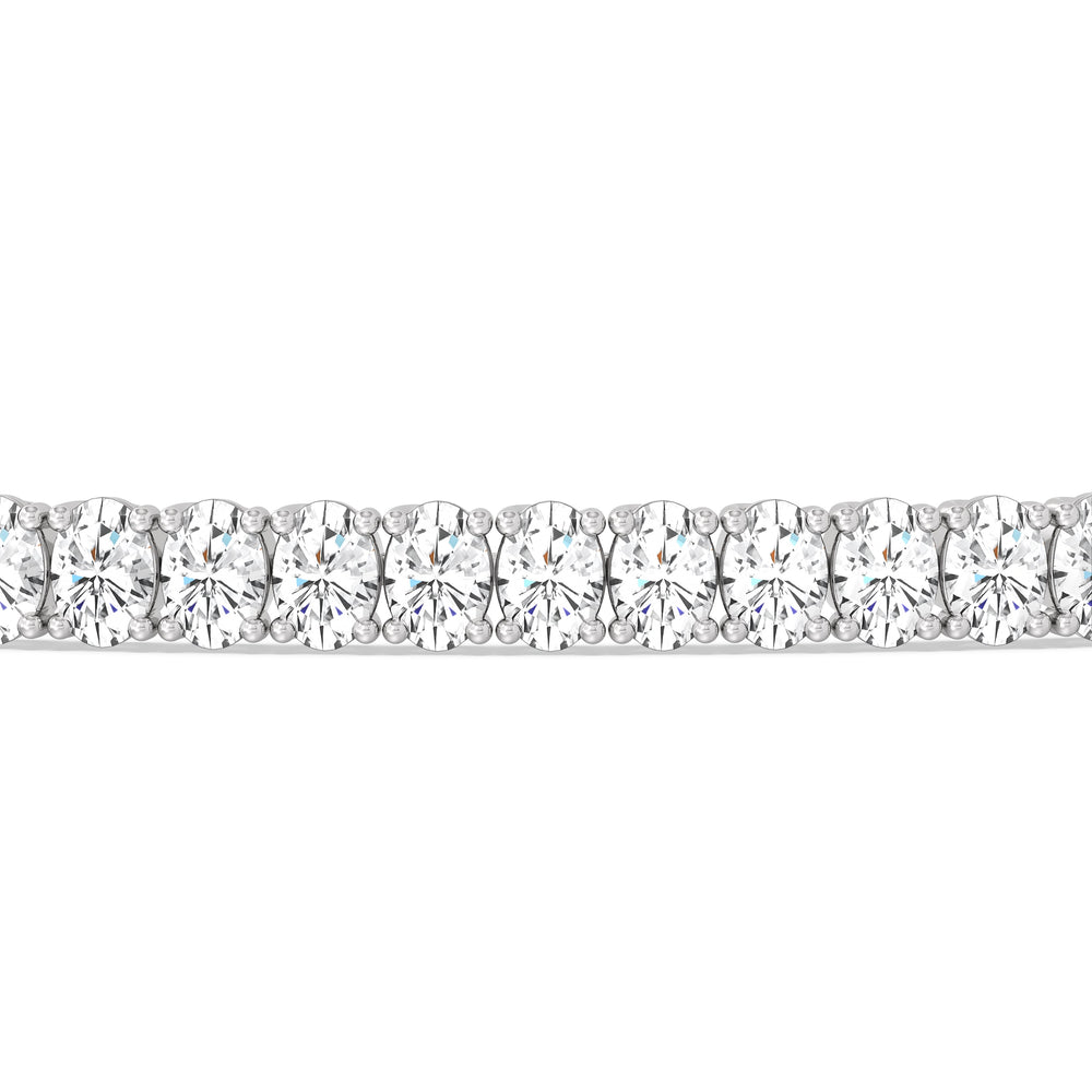 Oval Tennis Bracelet with 3 Cut Diamond in 14KT White Gold view 6

