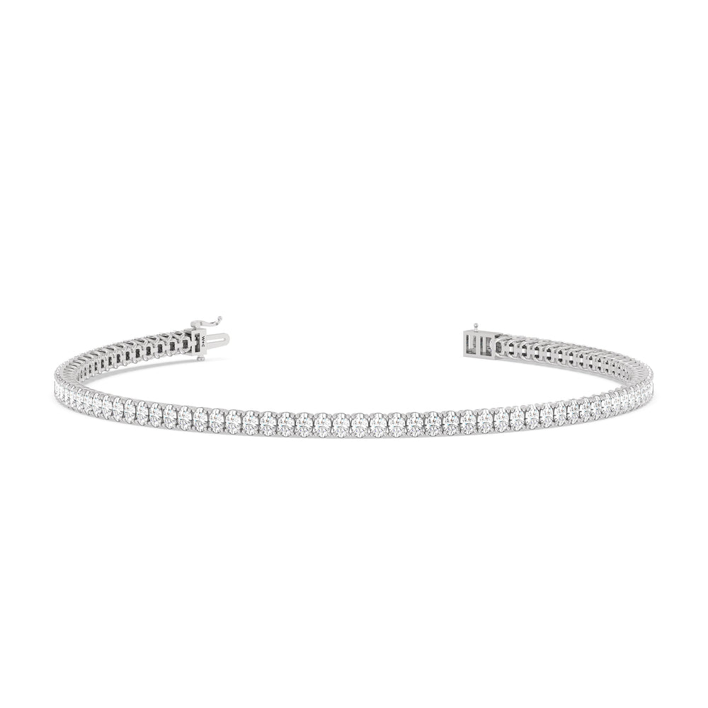 Oval Tennis Bracelet with 3 Cut Diamond in 14KT White Gold view 2
