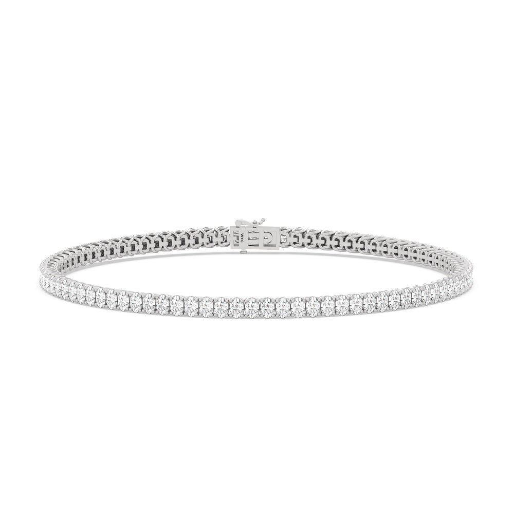 Oval Tennis Bracelet with 3 Cut Diamond in 14KT White Gold view 1
