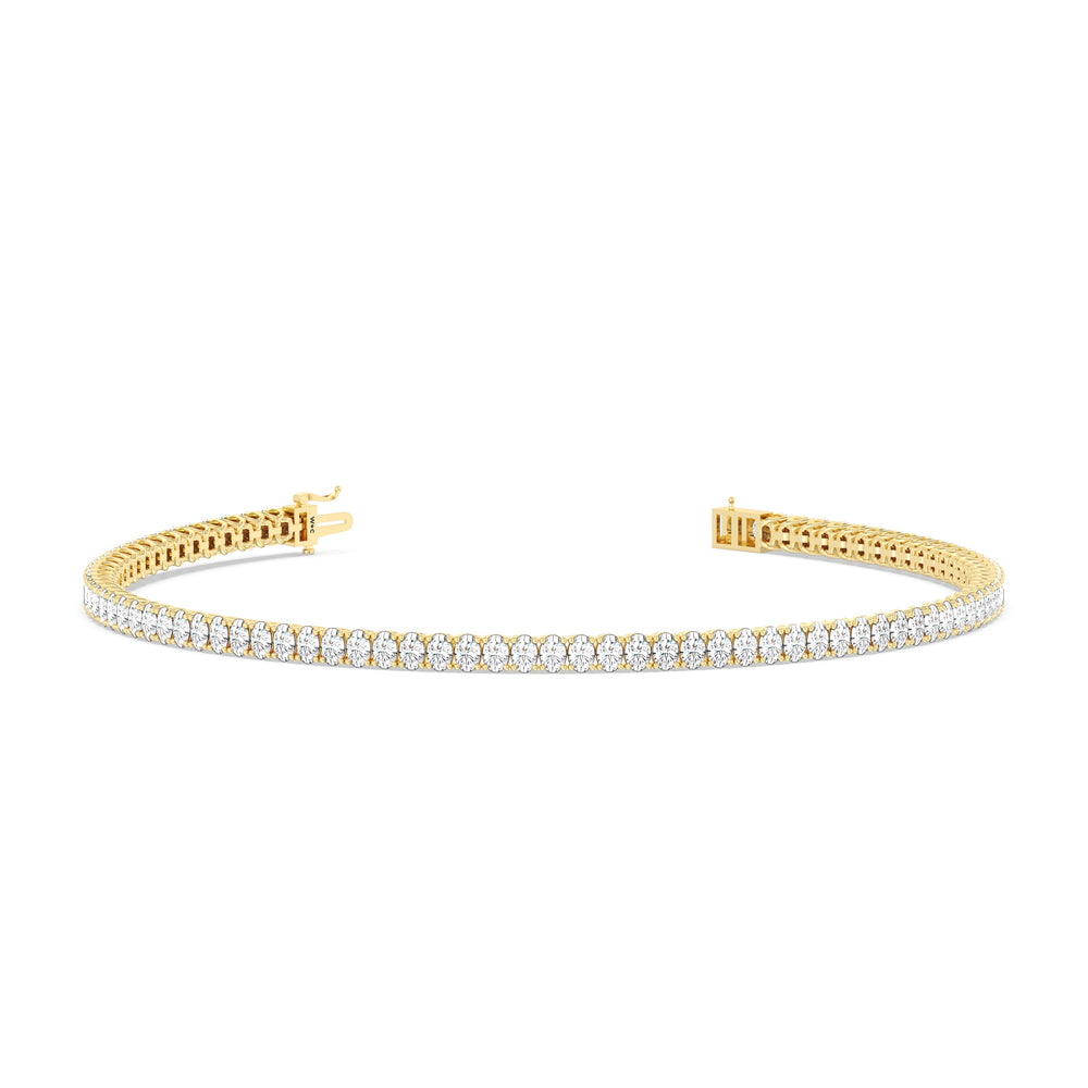 Oval Tennis Bracelet with 3 Cut Diamond in 14KT Yellow Gold view 2

