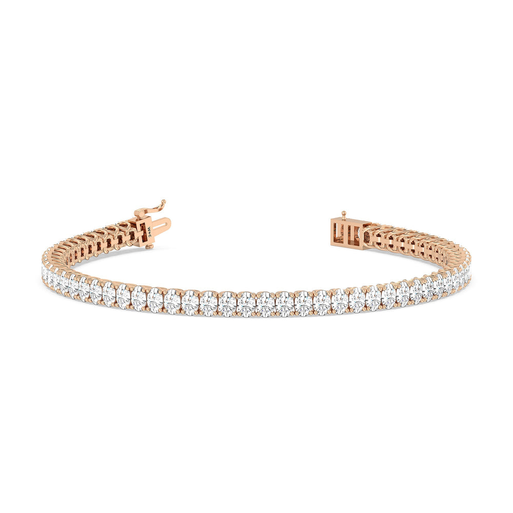 Oval Tennis Bracelet with 7 Cut Diamond in 14KT Rose Gold view 2
