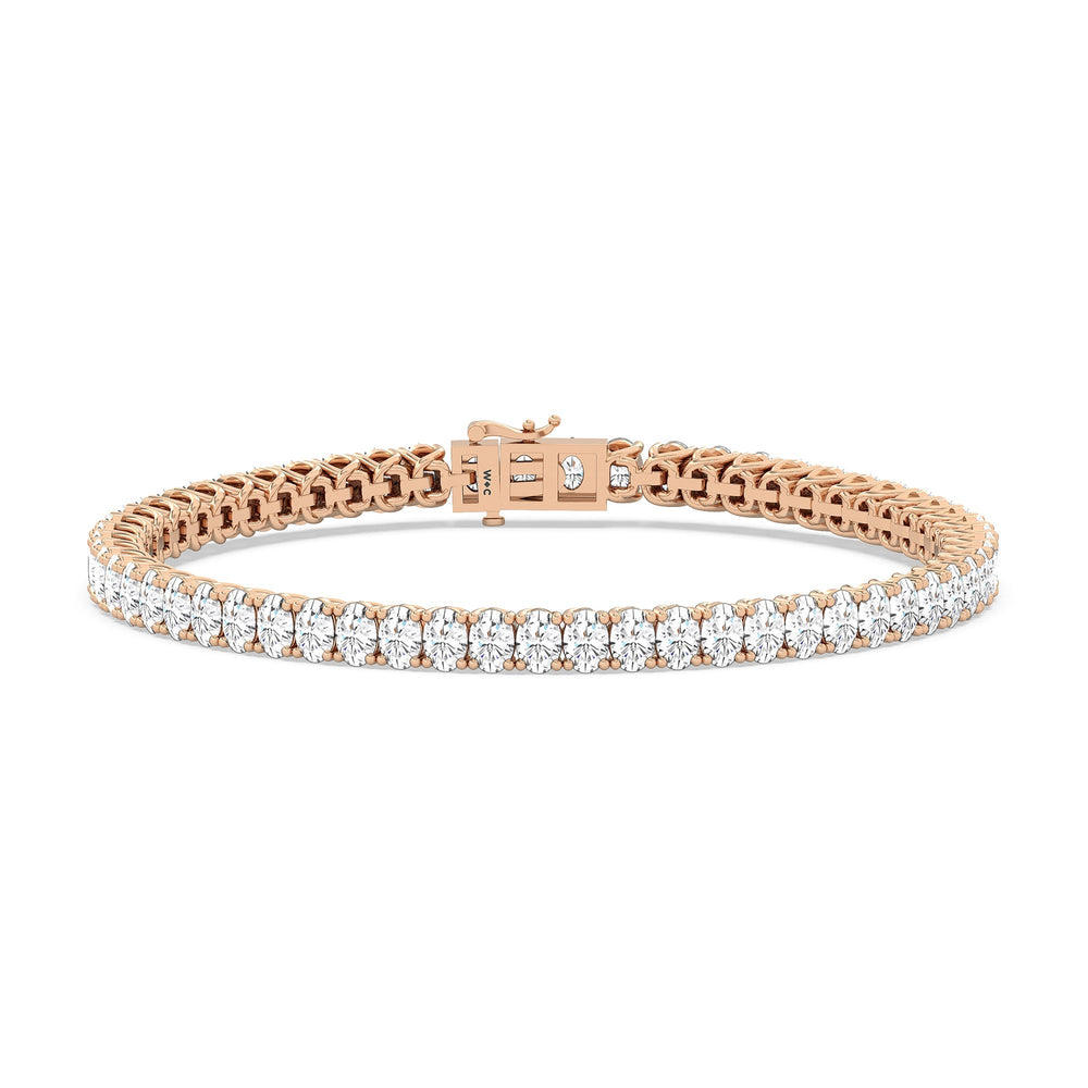 Oval Tennis Bracelet with 7 Cut Diamond in 14KT Rose Gold view 1
