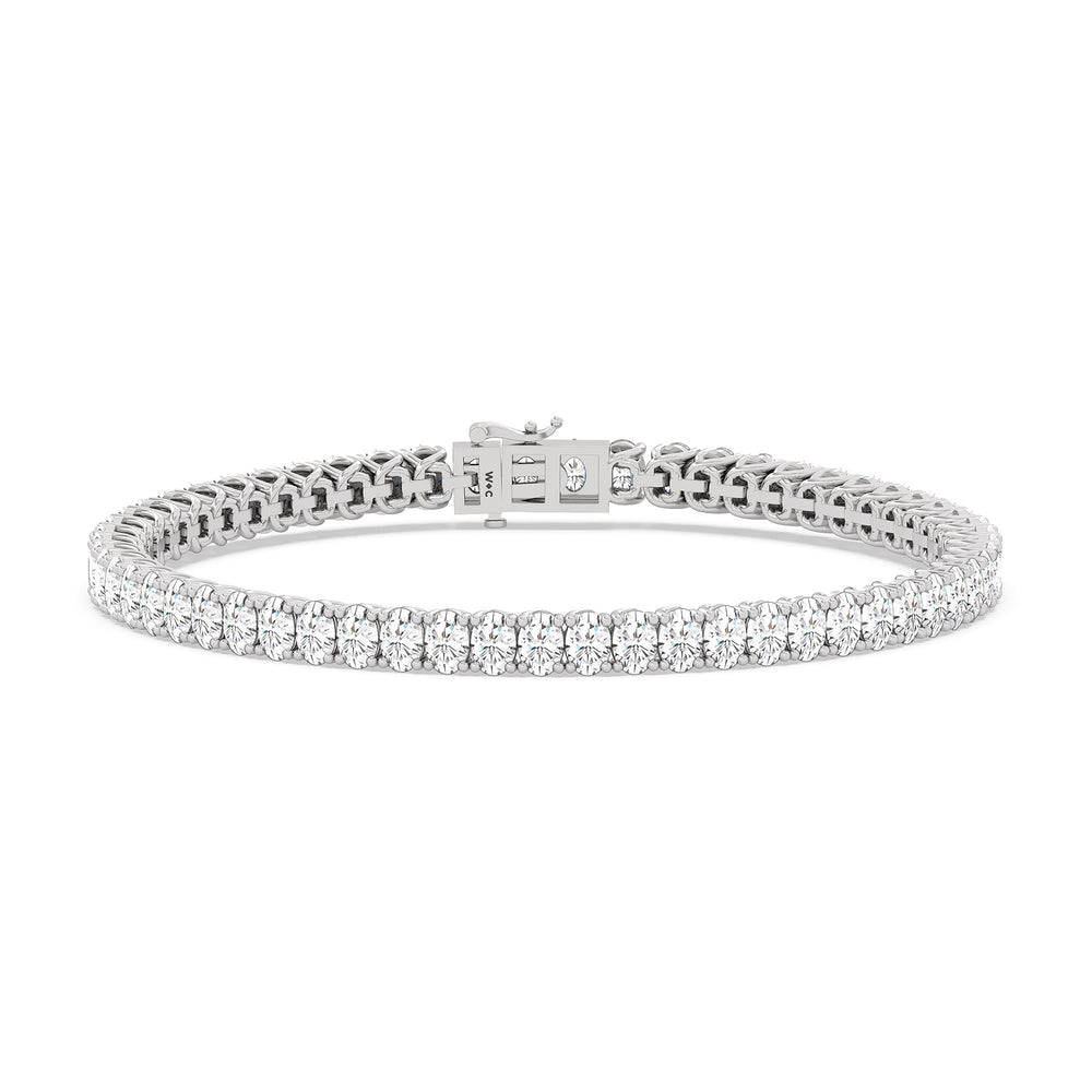 Oval Tennis Bracelet with 7 Cut Diamond in 14KT White Gold view 1
