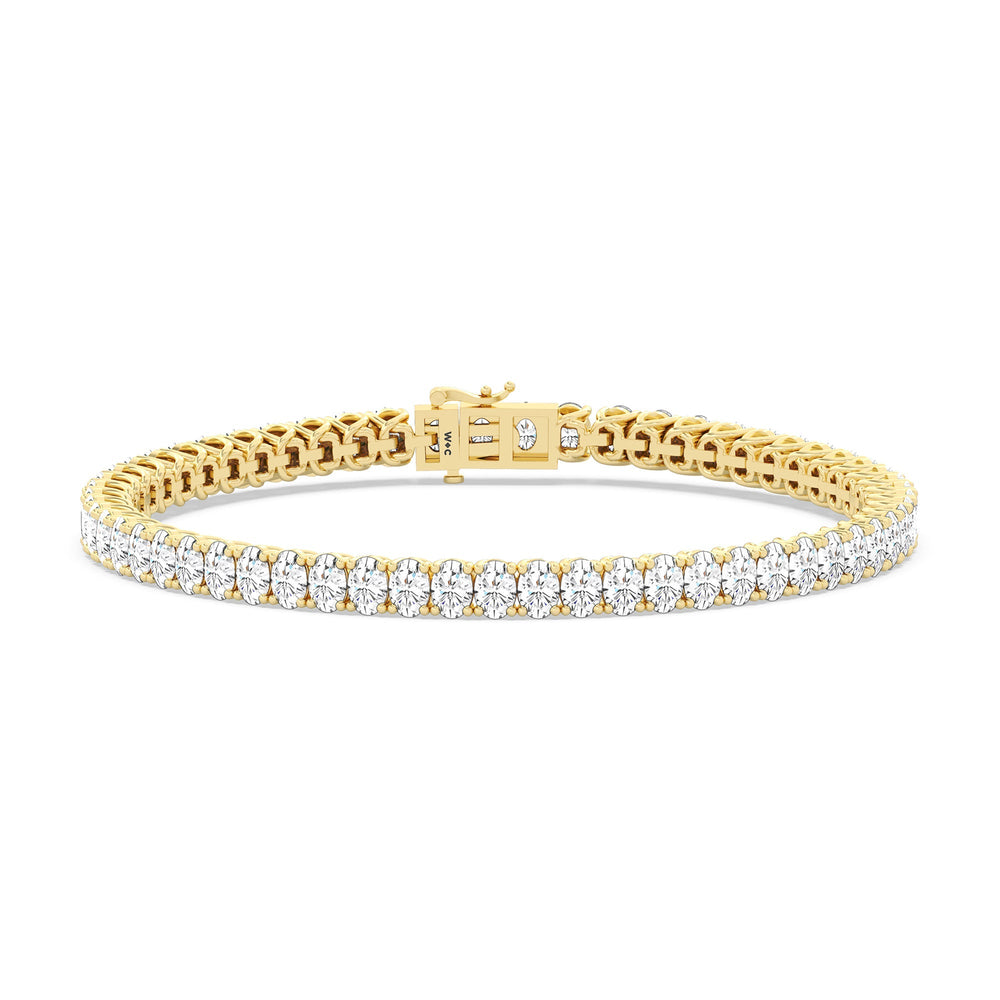 Oval Tennis Bracelet with 7 Cut Diamond in 14KT Yellow Gold view 1
