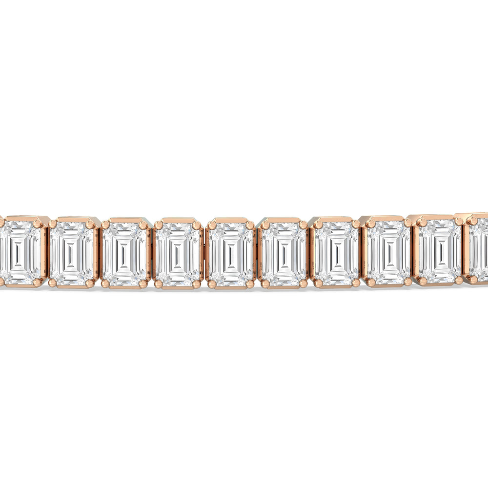 Emerald Tennis Bracelet with 3 Cut Diamond in 14KT Rose Gold view 6

