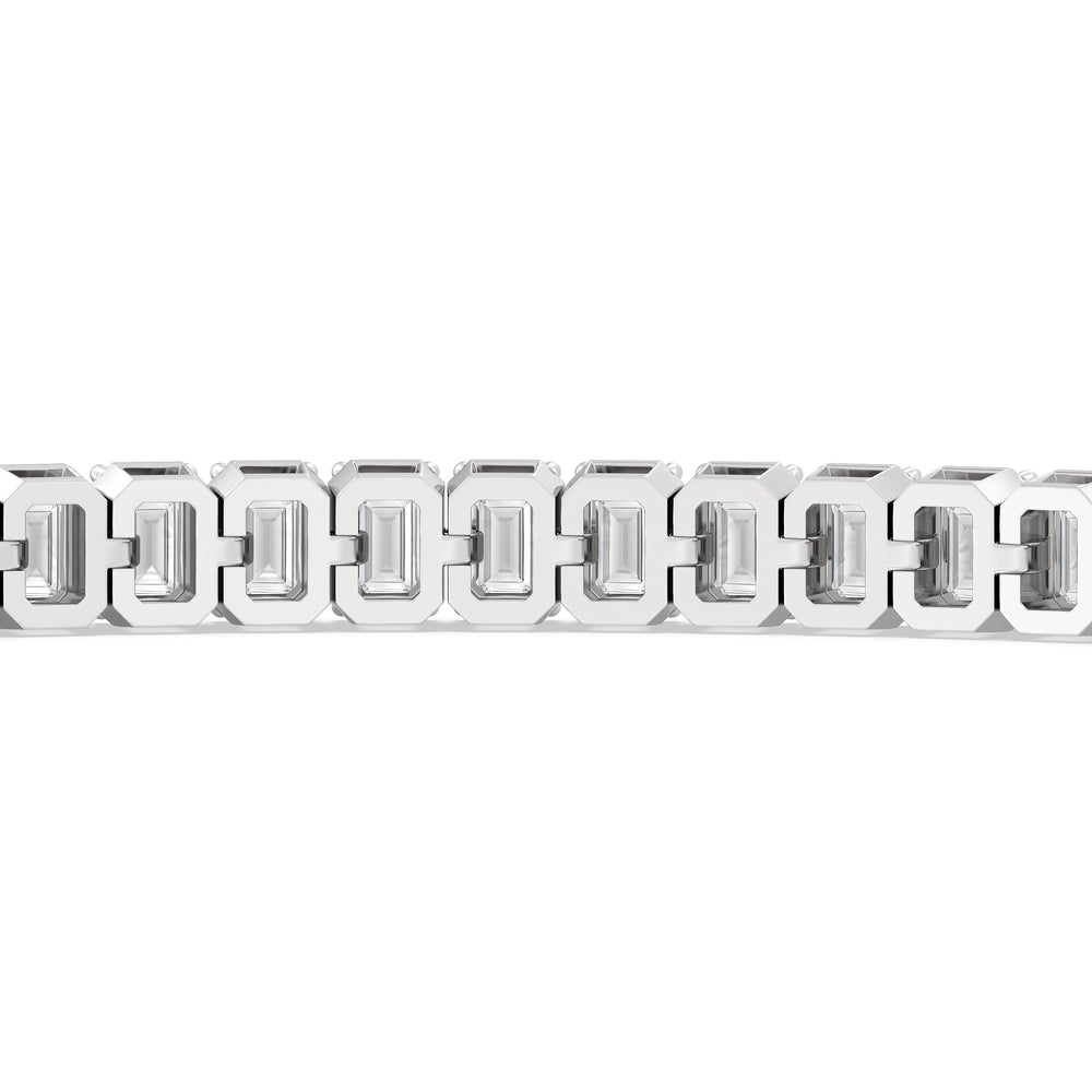 Emerald Tennis Bracelet with 3 Cut Diamond in 14KT White Gold view 8
