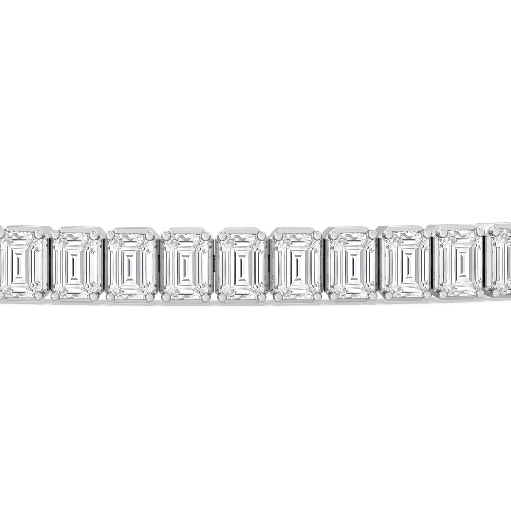 Emerald Tennis Bracelet with 3 Cut Diamond in 14KT White Gold view 6
