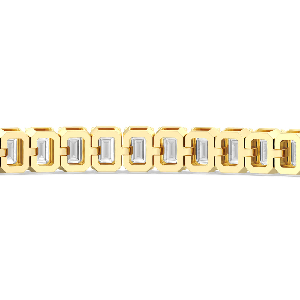Emerald Tennis Bracelet with 3 Cut Diamond in 14KT Yellow Gold view 8

