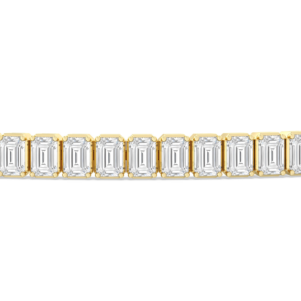 Emerald Tennis Bracelet with 3 Cut Diamond in 14KT Yellow Gold view 6
